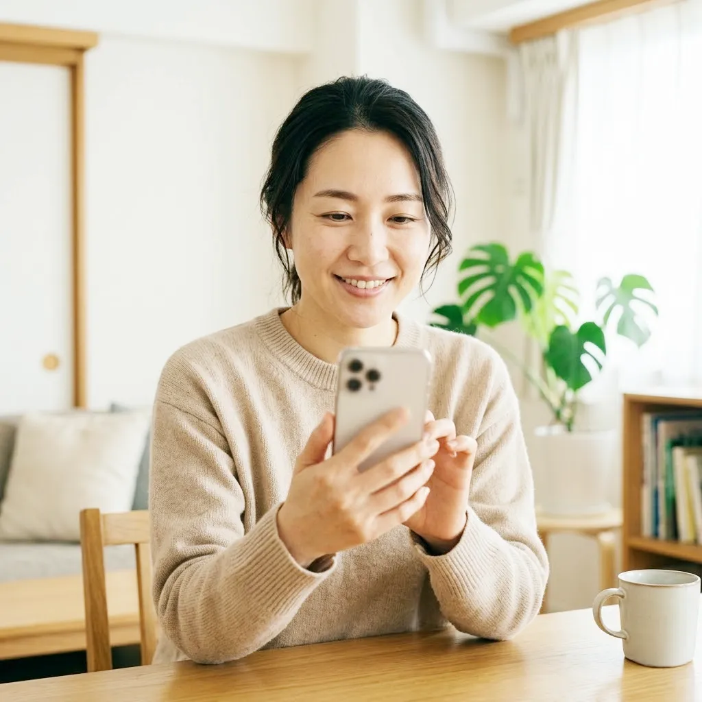 LINEで眉の写真を送って相談するイメージ